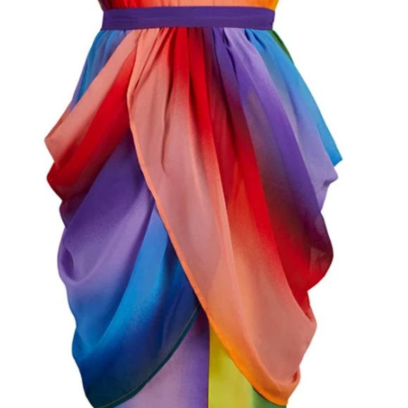 NWT RAINBOW DRAPED DRESS - Pride - Tulip Skirt - M - Picture 6 of 8